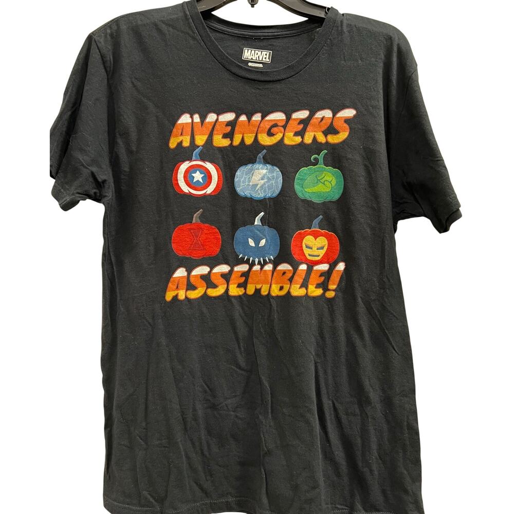 MARVEL Comics Avengers Assemble Pumpkin graphic tee sz based on measurements M-L